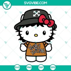 Peso Pluma Hello Kitty and Kawaii Cat SVG files with musical elements, ideal for crafts and digital design projects.