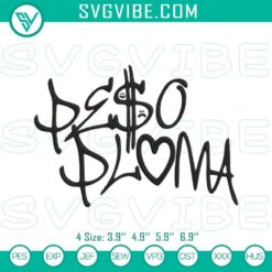 "Peso Pluma logo embroidery design with intricate signature pattern in black and white colors"