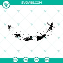 Peter Pan, Tinker Bell, and Flying to the Netherlands SVG design with intricate fairy tale elements for crafting projects.