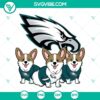 Philadelphia Eagles corgi SVG with cute and funny football design, perfect for NFL fans and dog lovers.