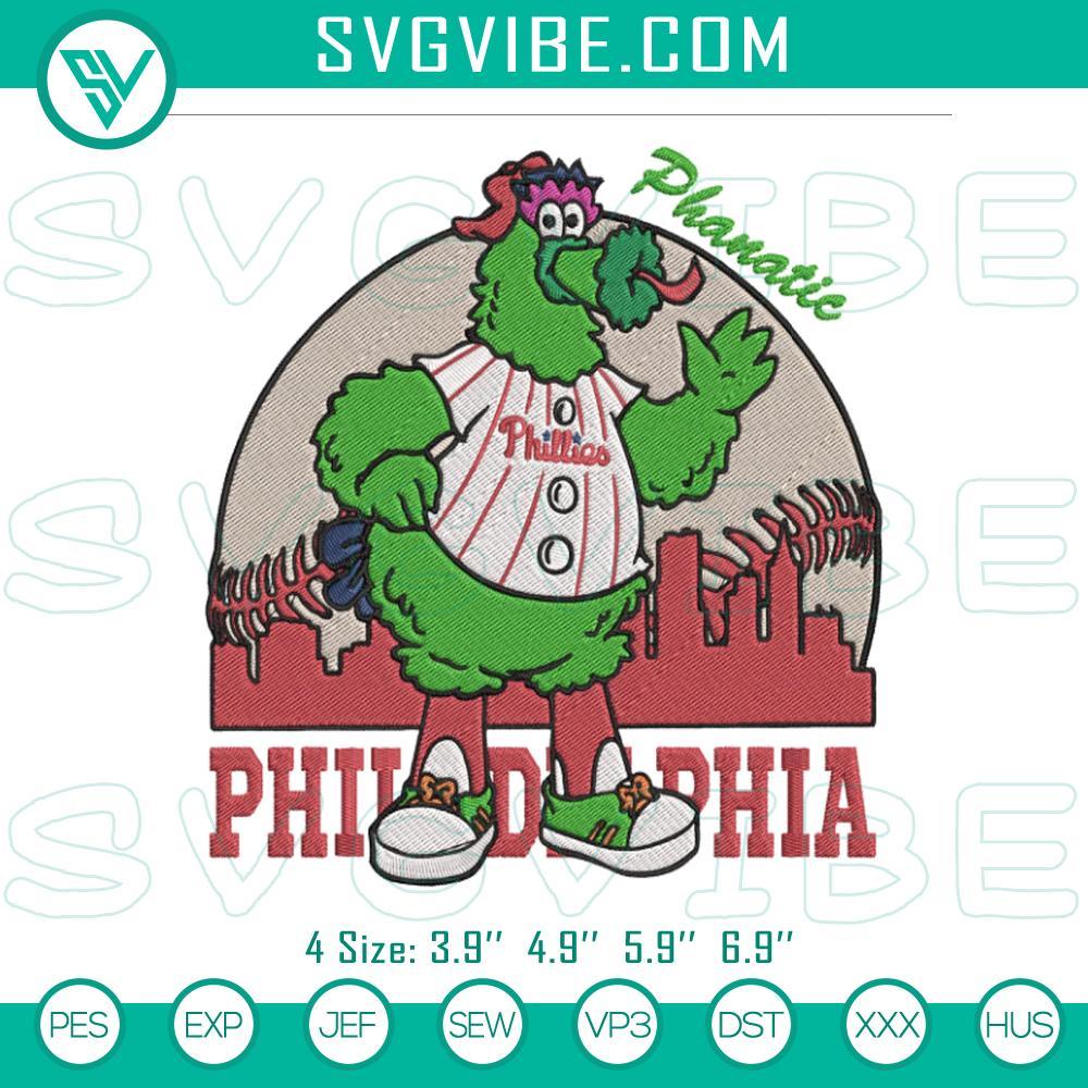 Philadelphia Phillies Phillie Phanatic Embroidery Design Files Philadelphia Phillies Phillie Phanatic MLB embroidery design file for crafting.