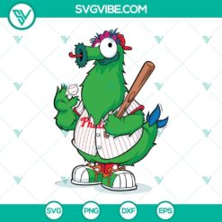 Phillie Phanatic SVG files for Philadelphia Phillies baseball fans. Includes SVG, PNG, DXF formats for crafting.