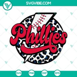 Phillies baseball lightning bolt SVG design with Philadelphia Phillies logo, perfect for sports-themed projects or fan merchandise.