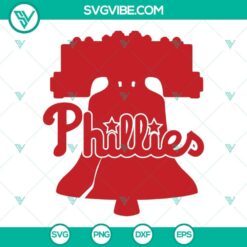 Philadelphia Phillies Liberty Bell SVG images for baseball fans, featuring a red bell design. Perfect for crafting projects or fan merchandise.