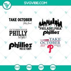 Phillies Take October SVG Image Bundle, Philadelphia Phillies SVG Image, Red 9