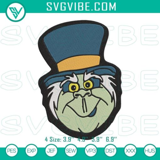 Phineas Hitchhiking Ghost face embroidery designs inspired by Haunted Mansion, digital file for spooky crafting projects.