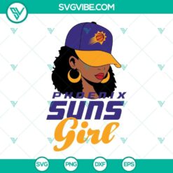 Phoenix Suns SVG images download with back girl, logo files. Ideal for crafts, shirts, and fan art. Great for sports-themed projects.
