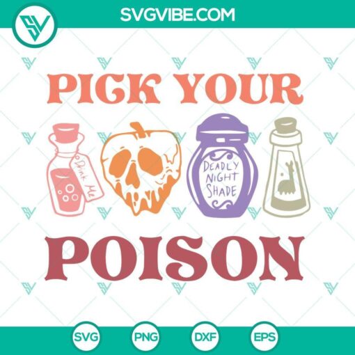 Pick Your Poison SVG files featuring Disney Villain designs, perfect for crafts.