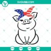 4th of July pig with a USA flag bandana SVG design, perfect for digital crafting. Includes PNG, DXF, and EPS files.