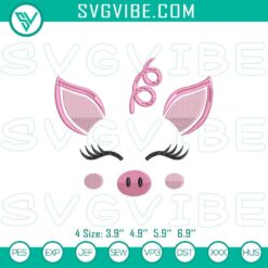 Pig Face Embroidery File, Pink Pig Machine Embroidery Design