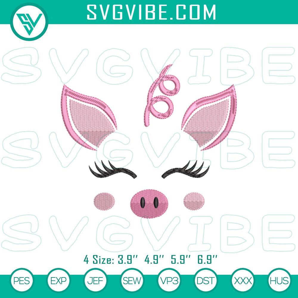Pig Face Embroidery Files, Pink Pig Embroidery Designs Pink pig face machine embroidery design file for digital projects.