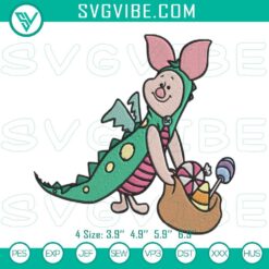 Disney Piglet Trick or Treat embroidery designs for Halloween featuring cute Piglet ready for trick or treating.