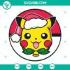 Pikachu Christmas Santa Hat SVG, Pokemon Christmas SVG Image with PNG and DXF formats for holiday crafting projects.