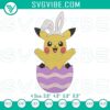 Pikachu Easter eggs embroidery file with Pokémon bunny design, perfect for Easter crafts.