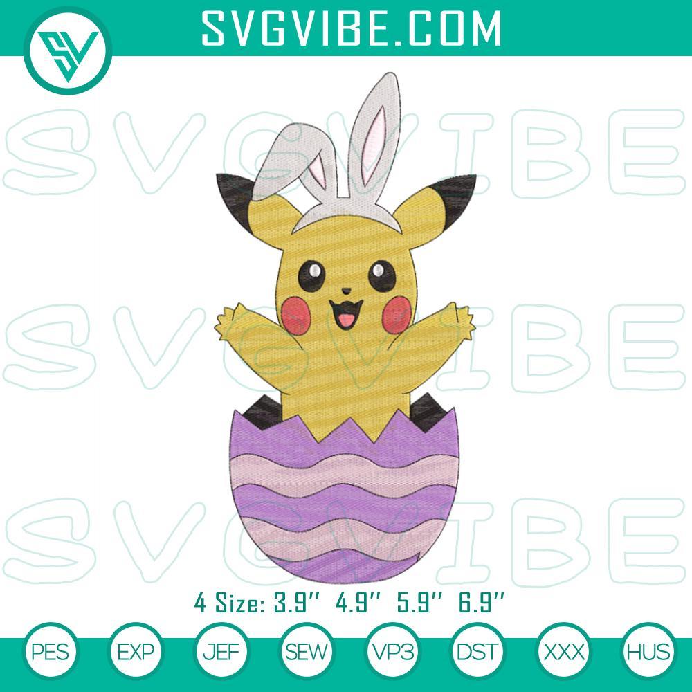 Pikachu Easter Eggs Embroidery Designs, Pikachu Bunny Embroidery Designs Pikachu Easter eggs embroidery file with Pokémon bunny design, perfect for Easter crafts.