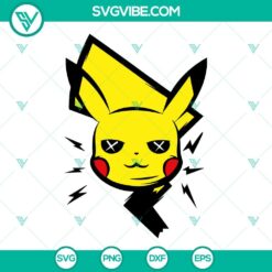 Pikachu face SVG digital download for Pokemon anime fans - PNG, DXF, EPS included.