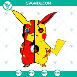 Pikachu superhero cartoon SVG file for download, with PNG and DXF formats, perfect for Pokemon fans.