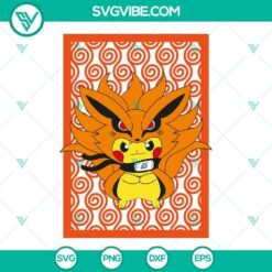 Pikachu Kurama and Pokemon Naruto SVG design with PNG, DXF, EPS digital files for download.