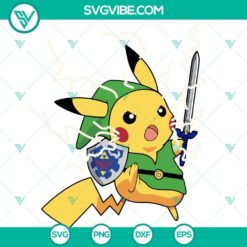 Pikachu Legend Of Zelda SVG file with Pokemon design, perfect for crafting projects. PNG, DXF, and EPS formats.