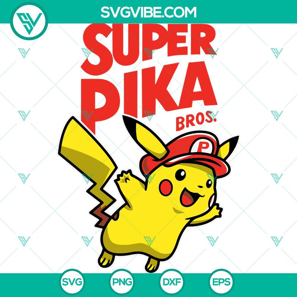 Pikachu Mario Bros SVG, Super Pika Bros SVG PNG DXF EPS Pikachu Mario Bros SVG Cricut design with Super Pika Bros SVG images in PNG DXF EPS formats for crafting.