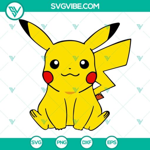 Pokemon Pikachu and Pokeball SVG bundle for download, featuring anime designs in PNG and DXF formats. Great for crafting projects.