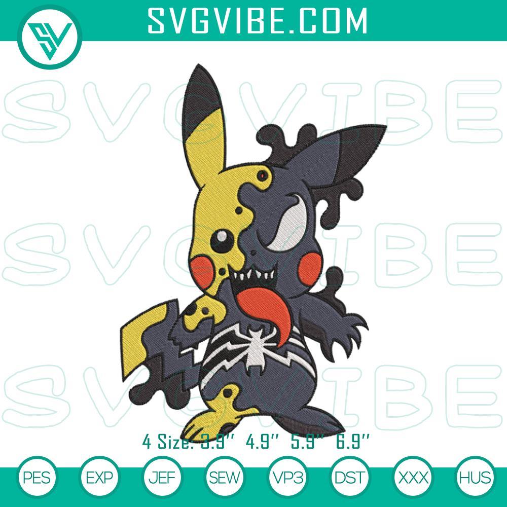 Pikachu Venom Machine Embroidery Design, Venom Pokemon Embroidery File Pikachu Venom machine embroidery design featuring Venom Pokémon mashup pattern for crafts and apparel.