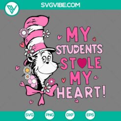 Pink Dr Seuss SVG files featuring Cat in the Hat for Dr Seuss Day celebrations, ideal for teaching resources.