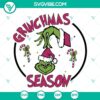 Pink Grinchmas Season SVG with Grinch Face and Pink Candy Cane Christmas design, downloadable for crafting projects.