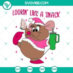 Pink Gus Gus Christmas Tree Cake and Gus Gus Mouse Disney Christmas SVG and PNG files, cute and festive design for crafting.