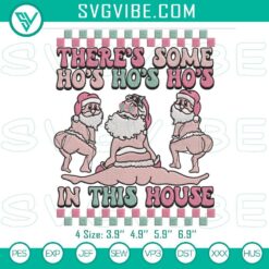 Pink Santa Claus Ho Ho Ho Embroidery Design, Holiday Santa Embroidery