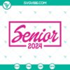 Pink Senior 2024 graduation SVG file with PNG, EPS, and DXF cut files for crafting projects.