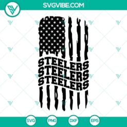Pittsburgh Steelers American flag design SVG and PNG football image for download, Steelers logo on American flag background.