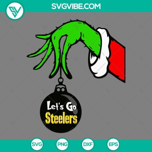 Pittsburgh Steelers Grinch Hand holding ornament SVG files for Christmas. Download Steelers Christmas SVG design online.