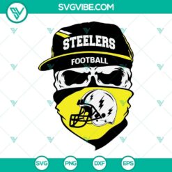 Pittsburgh Steelers skull SVG with football design, download in PNG DXF EPS formats, ideal for fans and DIY projects.