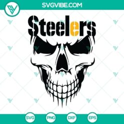 Pittsburgh Steelers SVG files bundle featuring a fierce Steelers skull design, ideal for Pittsburgh football fans.
