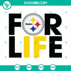 Pittsburgh Steelers SVG logo design, black and gold Steelers for Life SVG files with PNG format, perfect for fans.
