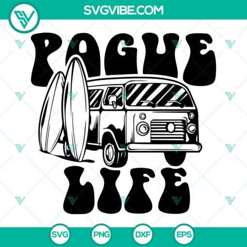 Pogue Life vintage van SVG images with summer and beach life themes, perfect for outdoor enthusiasts and travelers.