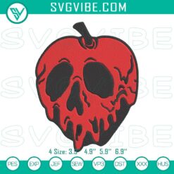 Poison Apple embroidery design inspired by Snow White's Disney villain, perfect for crafting projects.