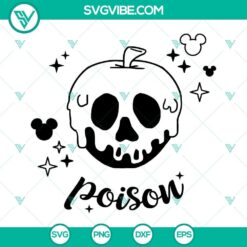 Poison apple SVG clipart for Snow White-themed designs, file formats include PNG, DXF, EPS.