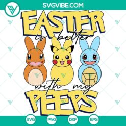 Pokemon Easter peeps SVG with Pikachu as Easter Bunny and Happy Easter text - festive Pokemon Easter design.