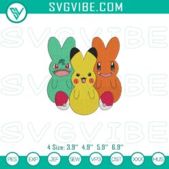 Pokémon Pikachu Happy Easter Peeps embroidery design file, cute festive pattern for Easter celebrations.
