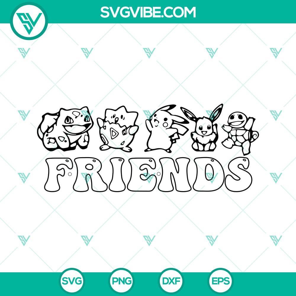 Pokemon Friends SVG, Pikachu And Friends SVG, Bulbasaur SVG, Squirtle SVG Pokemon Friends SVG Files featuring Pikachu, Bulbasaur, and friends. High-quality images perfect for crafting projects.