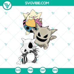 Pokemon Nightmare Before Christmas and Halloween themed SVG and PNG file with multiple character designs.