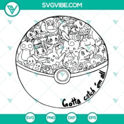 Pokemon themed SVG images set for Cricut, featuring Pokemon characters, Pokeball, and Pokemon Go elements in PNG, EPS, DXF formats.
