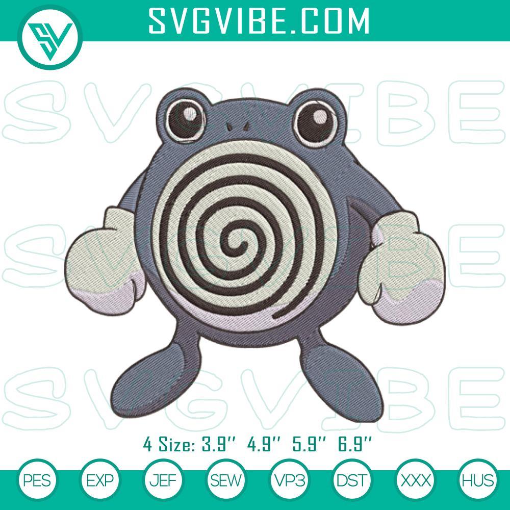 Poliwhirl Pokemon Embroidery Design File Download Poliwhirl Pokémon embroidery design, retro gaming stitch pattern, ideal for gamers' crafts.