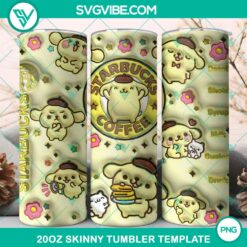 Pompompurin Starbucks 3D 20oz tumbler wrap design featuring a cute character, PNG file for digital use.