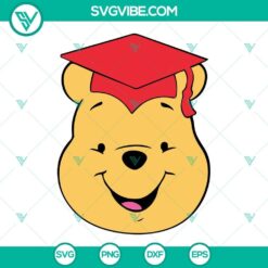 Pooh Bear Graduation Cap SVG Download, Winnie The Pooh Graduation SVG Files PNG for crafting projects and graduation celebrations.