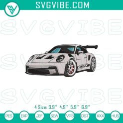 Porsche 911 GT3 RS embroidery file for luxury sports car enthusiasts. High-quality design perfect for car-themed embroidery projects.