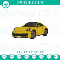 Porsche luxury car machine embroidery pattern design for digital download.
