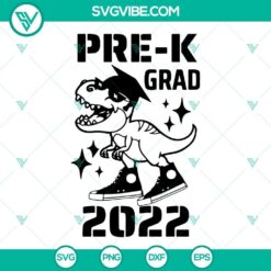 Pre-K Grad 2022 SVG featuring a cute dino wearing a sneaker, perfect for graduation crafts and projects.